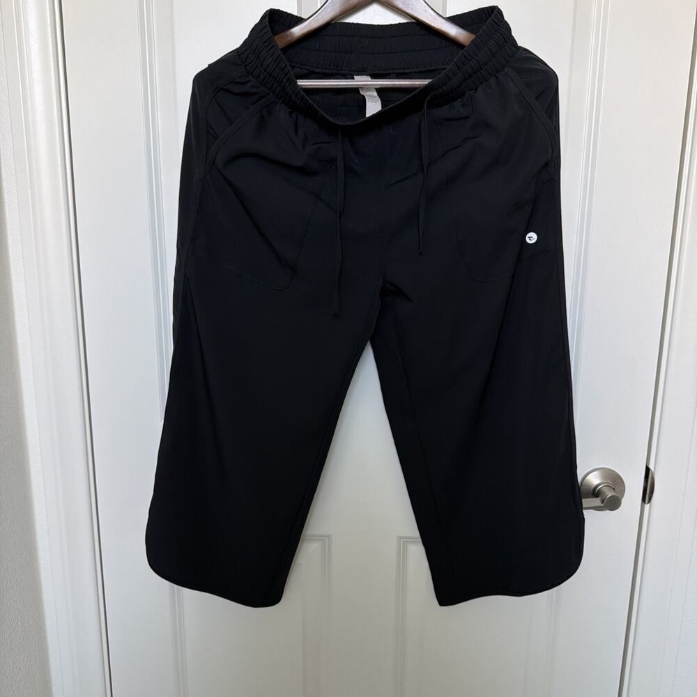 Baleaf Black Nylon Blend Drawstring Crop Capri Active Pants Womens Size M